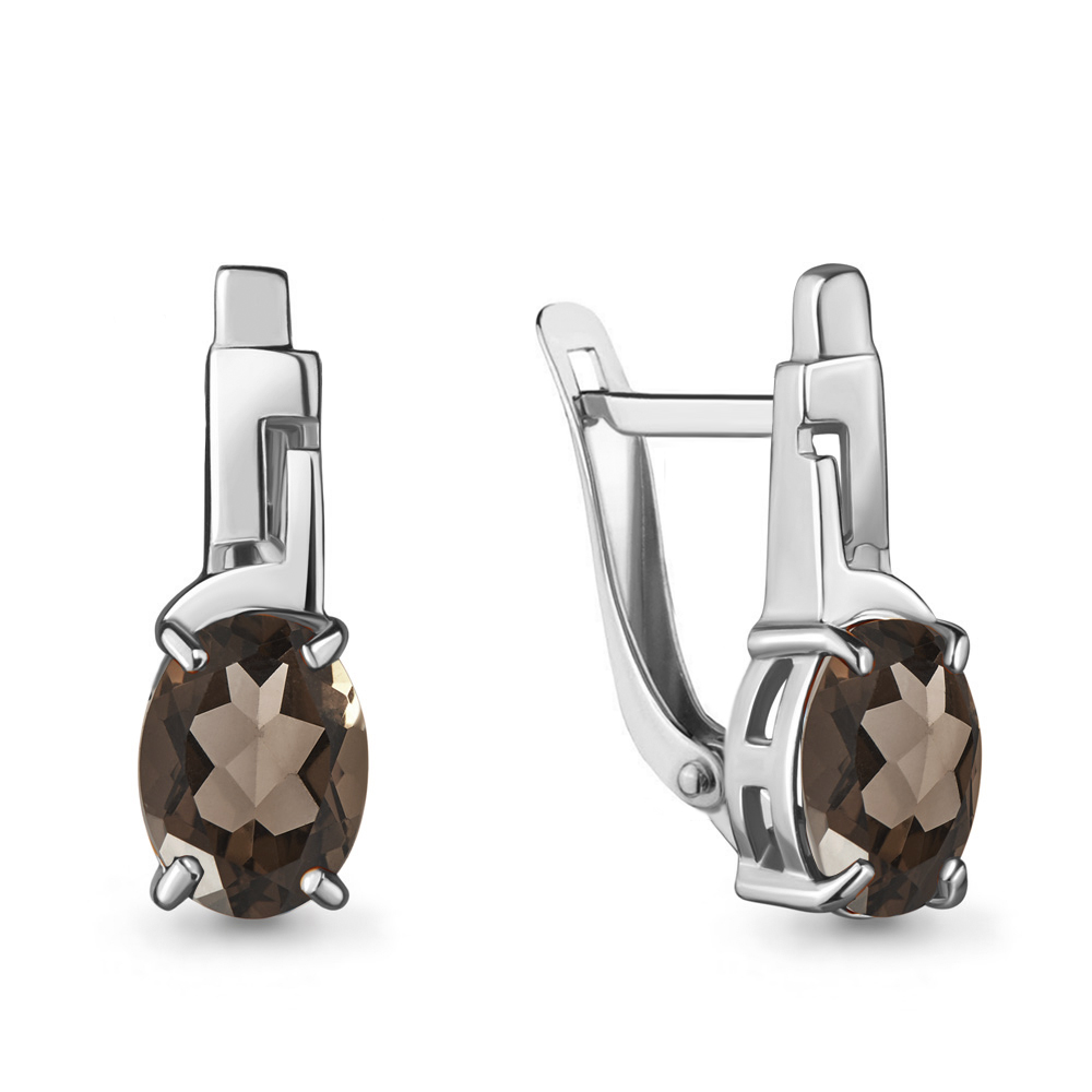 4469401 Серьги из Серебра с кварцами дымчатыми