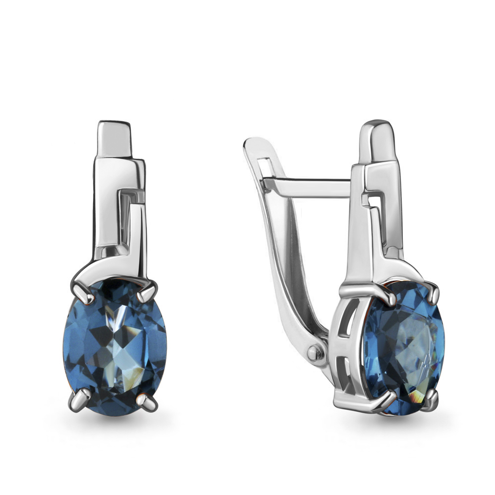 4469408 Серьги из Серебра с топазами лондон блю