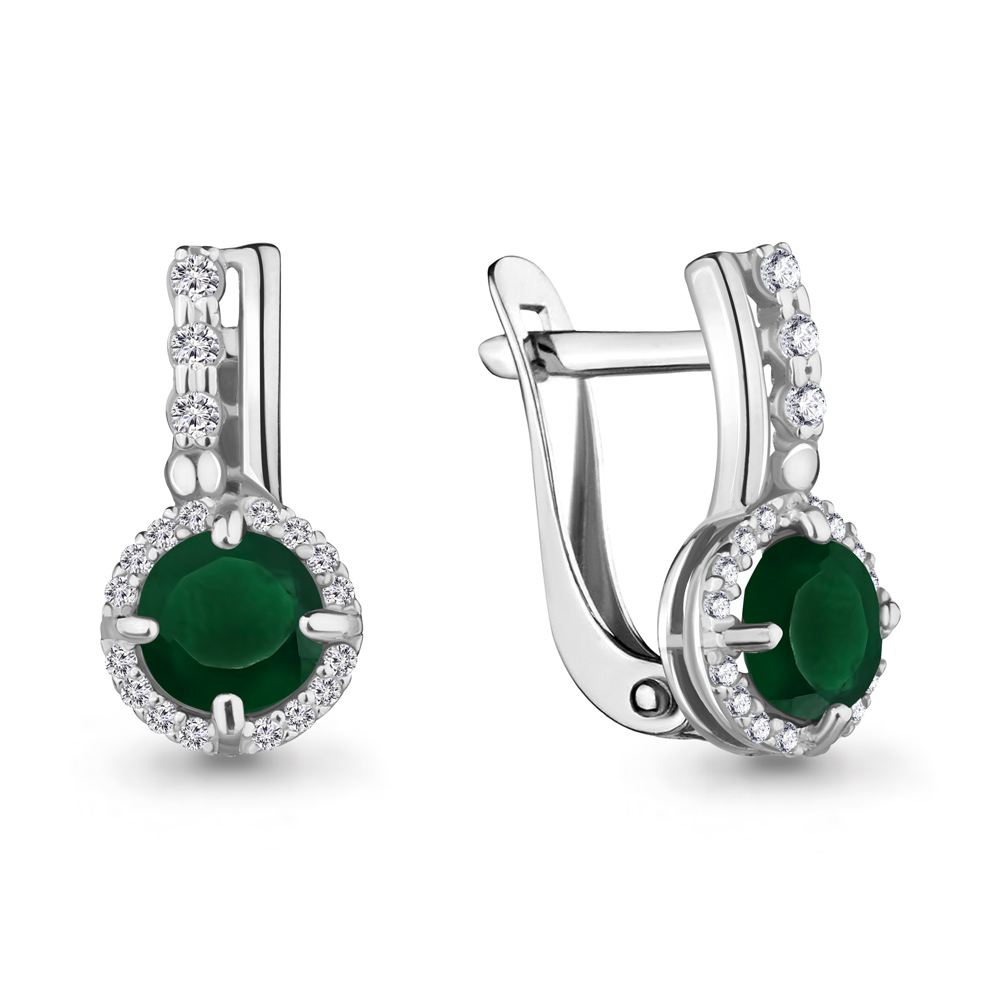 4469709А Серьги из Серебра с агатами, фианитами