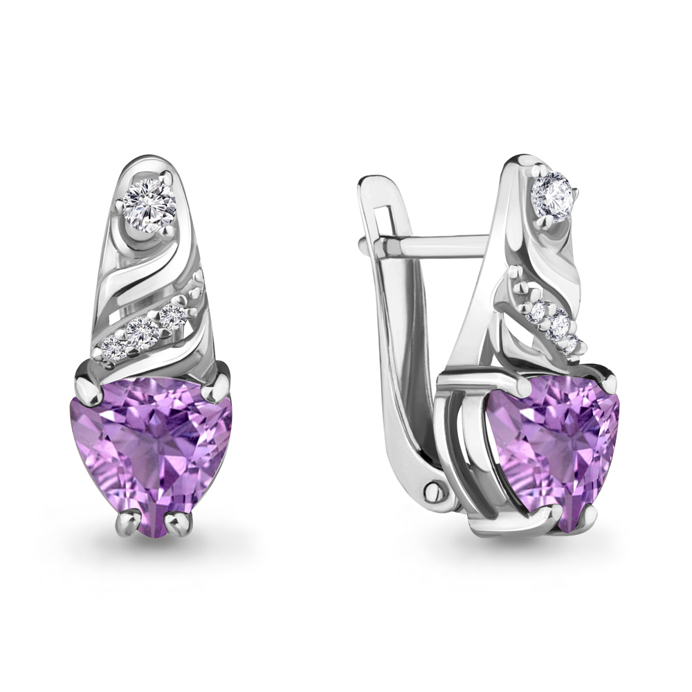 4469904А Серьги из Серебра с аметистами, фианитами