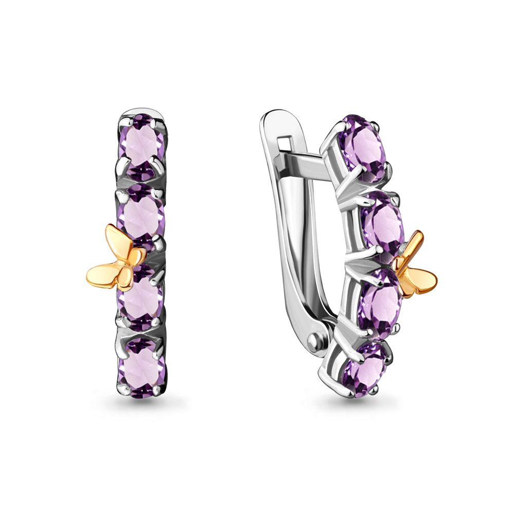 4471204 Серьги из Серебра с аметистами