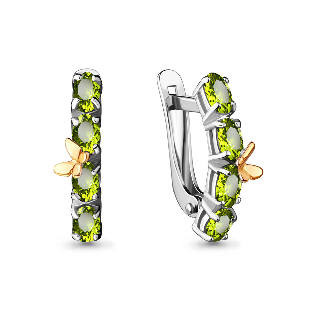 4471207 Серьги из Серебра с хризолитами