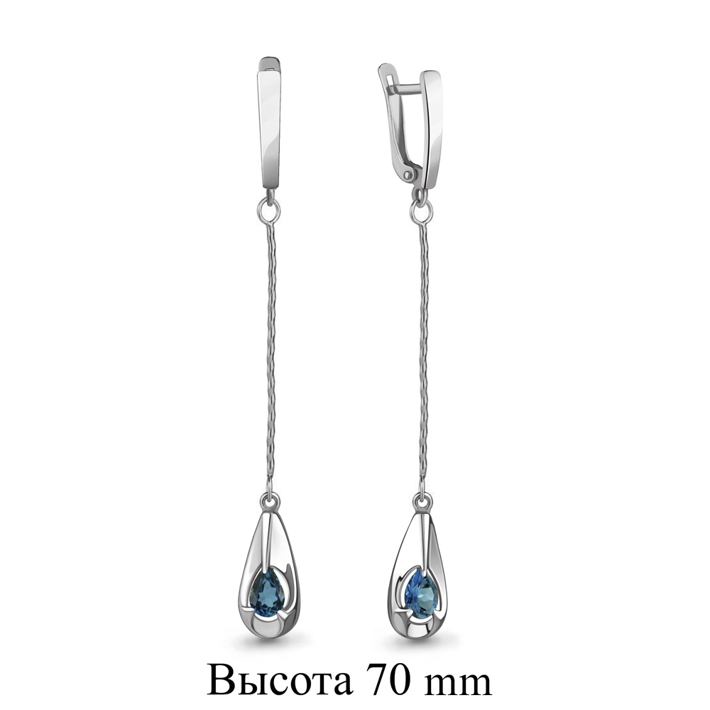 4472308 Серьги из Серебра с топазами лондон блю