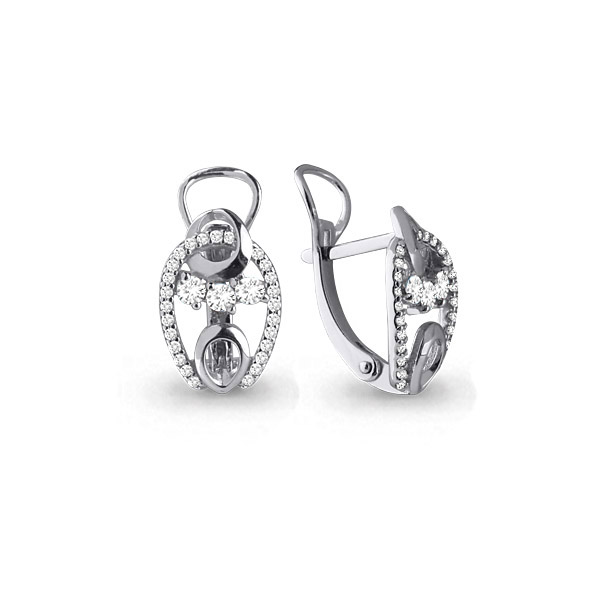 44737А Серьги из Серебра с фианитами