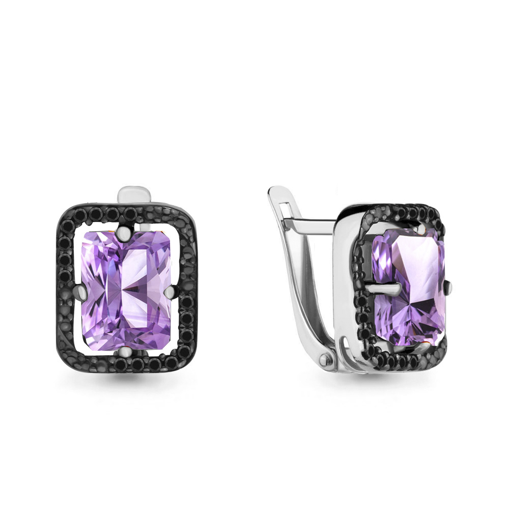 4475204Ч Серьги из Серебра с аметистами, нанокристаллами из коллекции "Gothic"