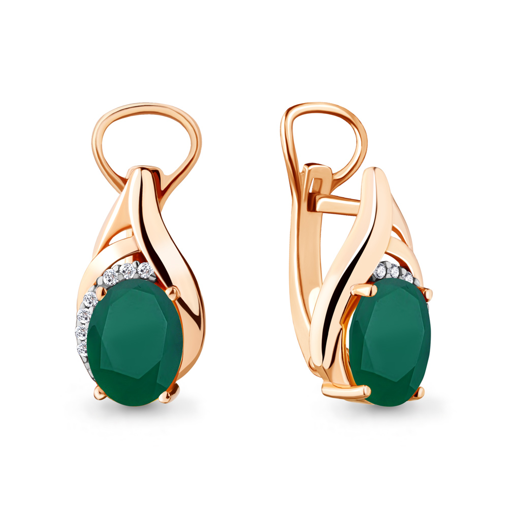 4475609А Серьги из Золота с агатами, фианитами