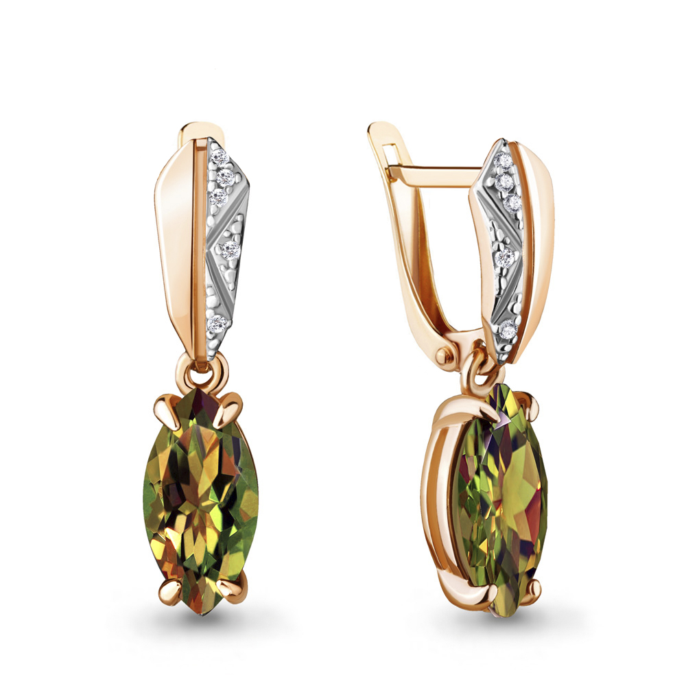 4475719А Серьги из Золота с султанитами иск., фианитами