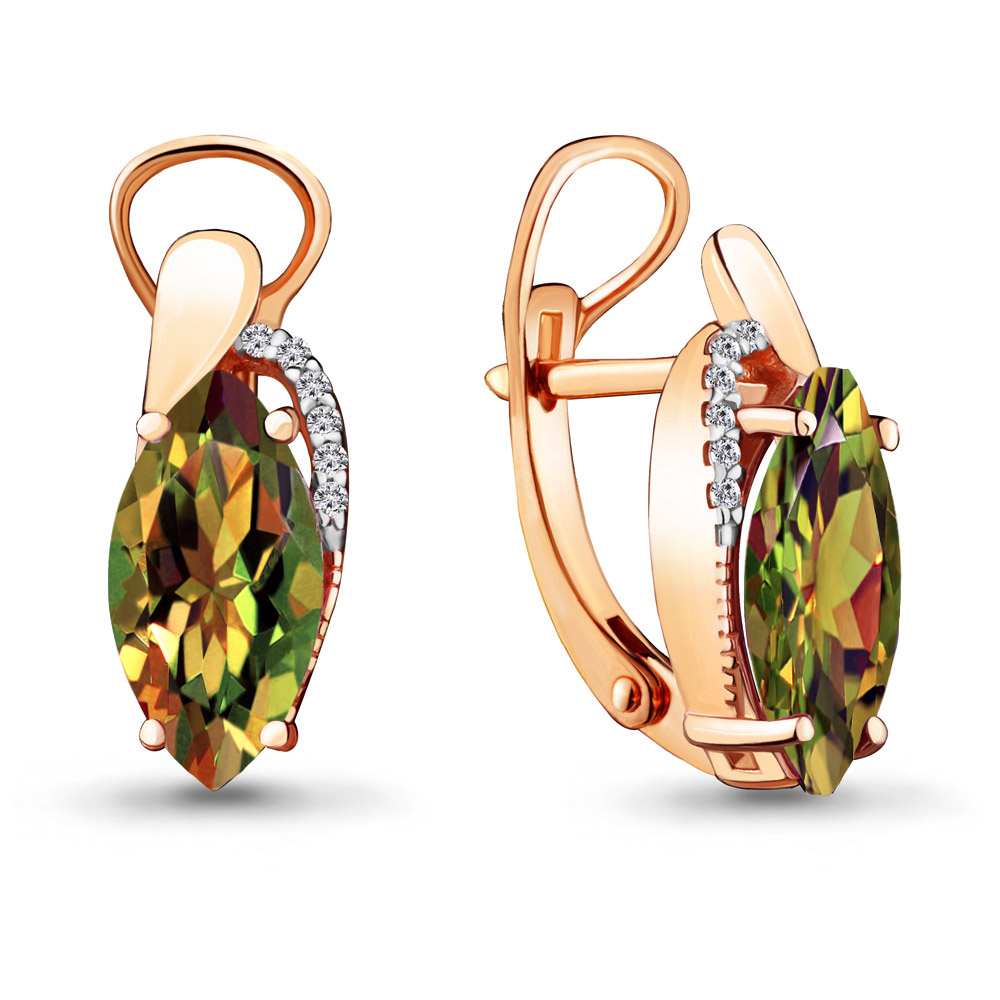 4475919А Серьги из Золота с султанитами иск., фианитами