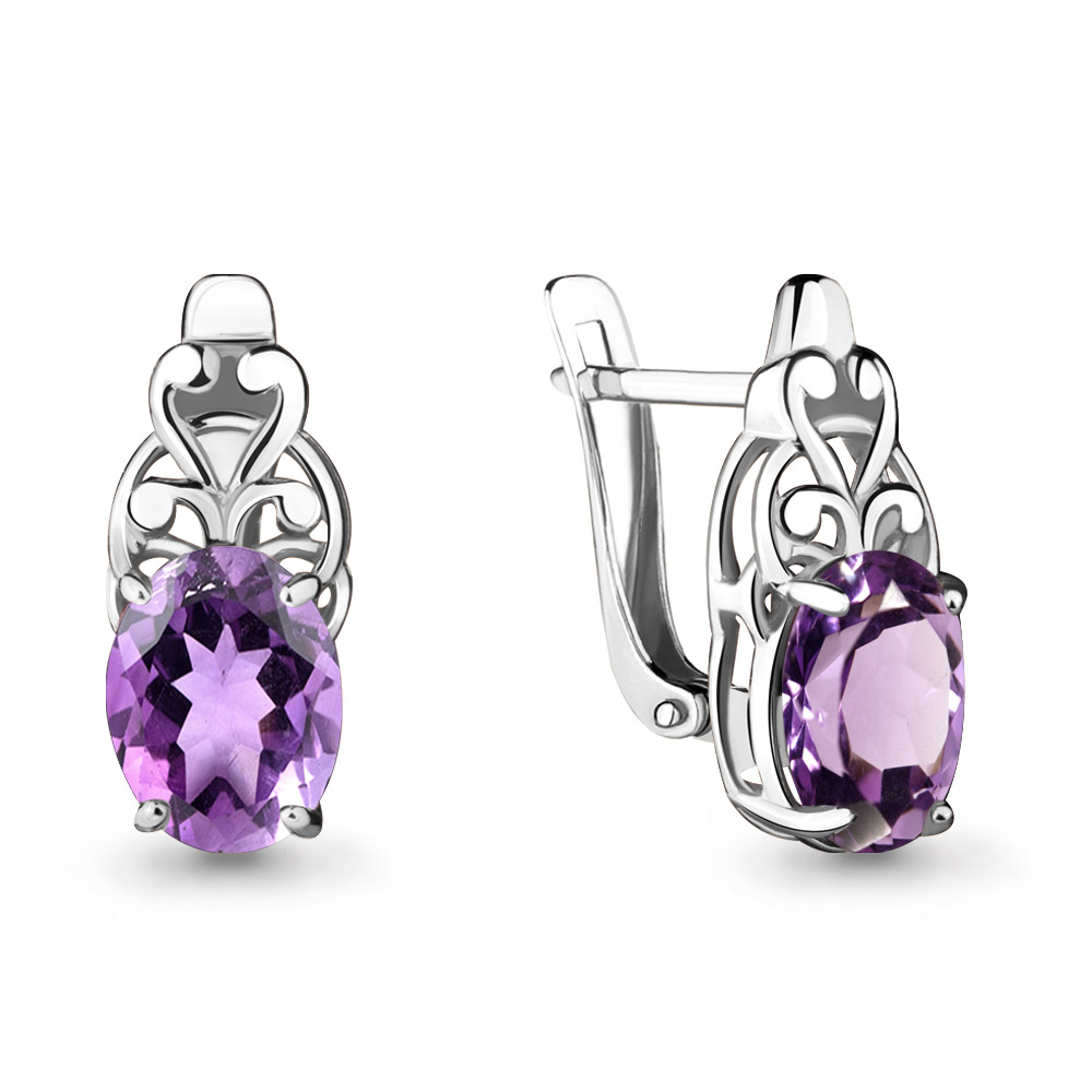 4476004 Серьги из Серебра с аметистами