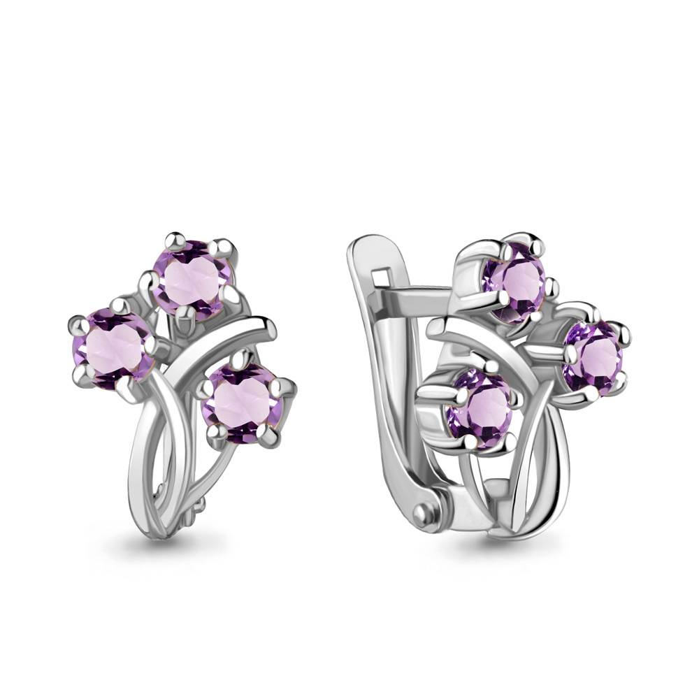 4476904 Серьги из Серебра с аметистами