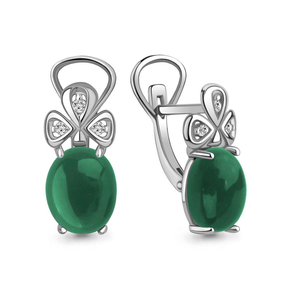 4477209А Серьги из Серебра с агатами, фианитами