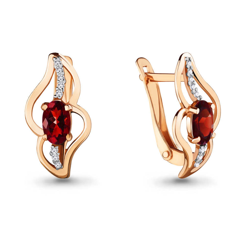 4478103А Серьги из Золота с гранатами, фианитами