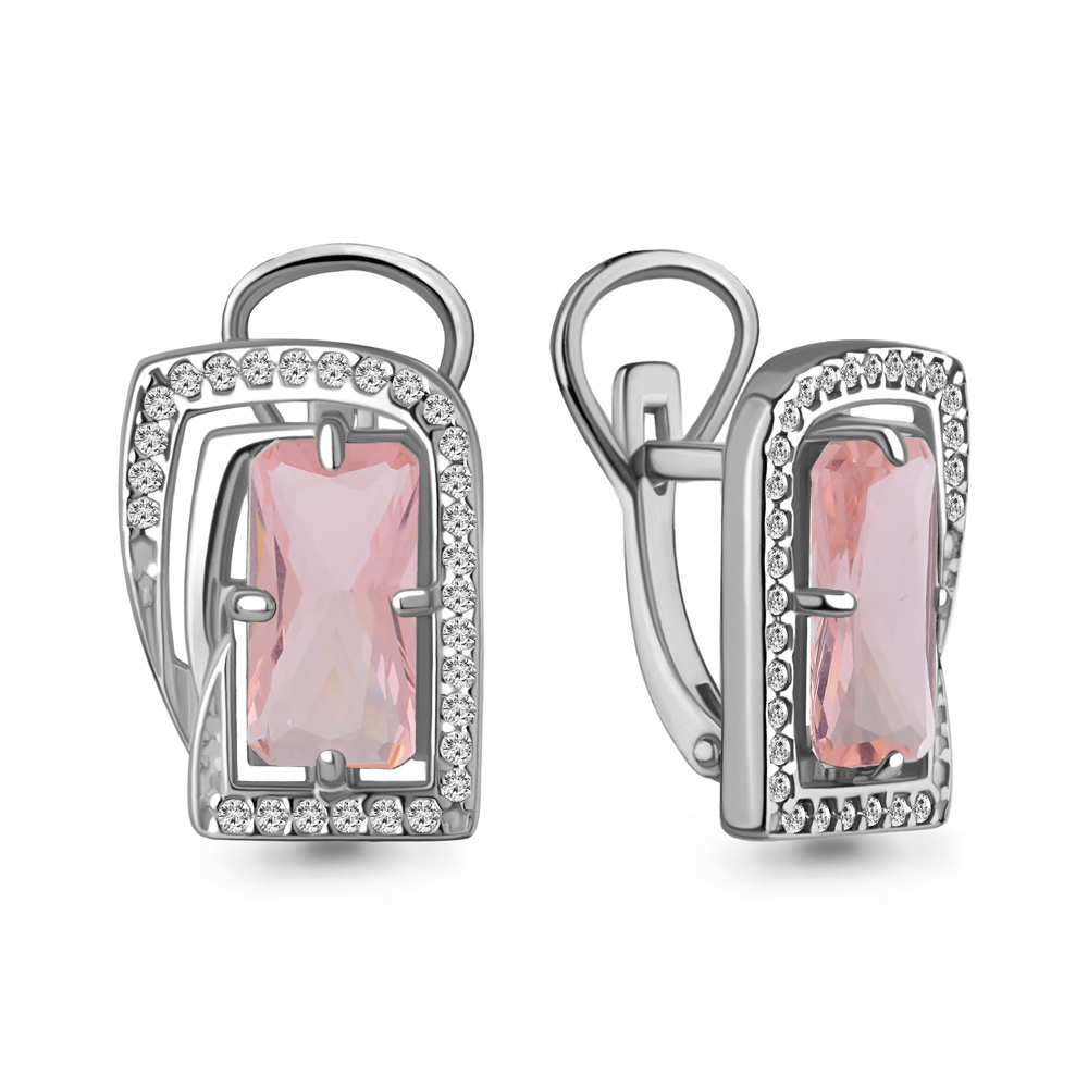 4479590А Серьги из Серебра с наноморганитами, фианитами из коллекции "Каприз"
