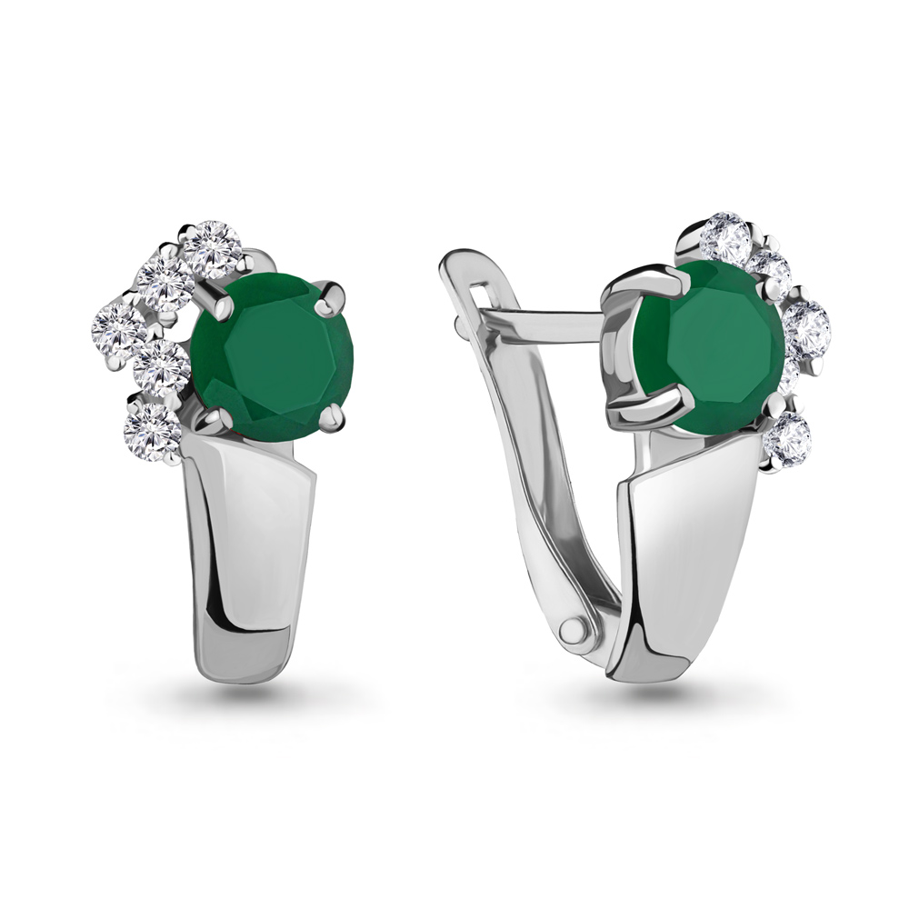 4480309А Серьги из Серебра с агатами, фианитами