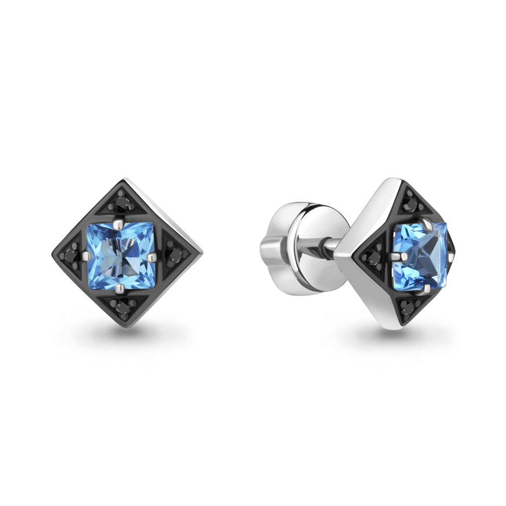 4486505Ч Серьги из Серебра с нанокристаллами, топазами свисс блю