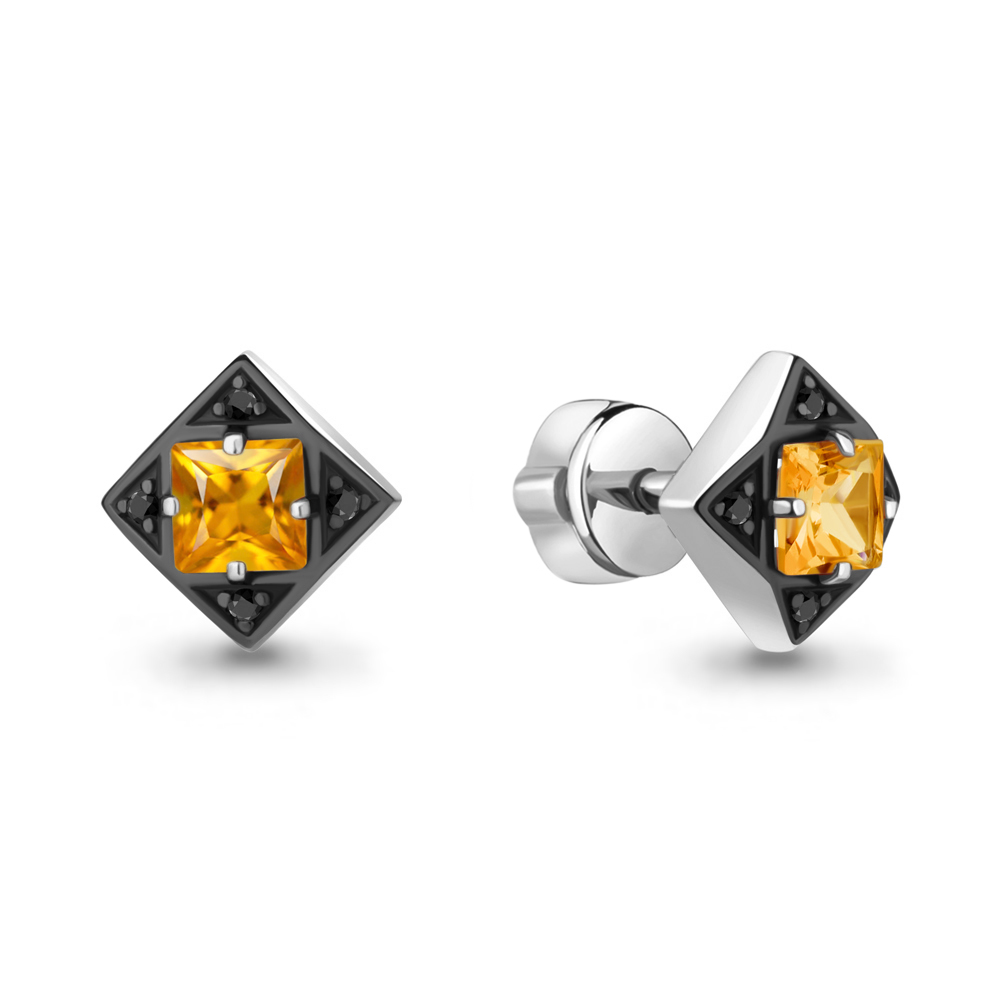 4486506Ч Серьги из Серебра с нанокристаллами, цитринами