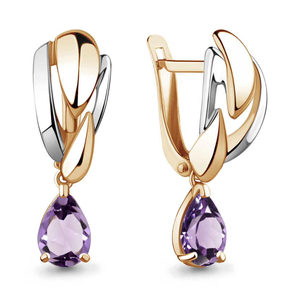 4489604 Серьги из Золота с аметистами из коллекции "Лагуна"