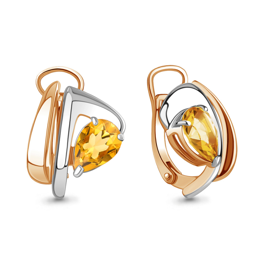 4489806 Серьги из Золота с цитринами из коллекции "Лагуна"