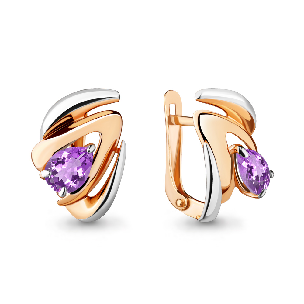 4489904 Серьги из Золота с аметистами из коллекции "Лагуна"