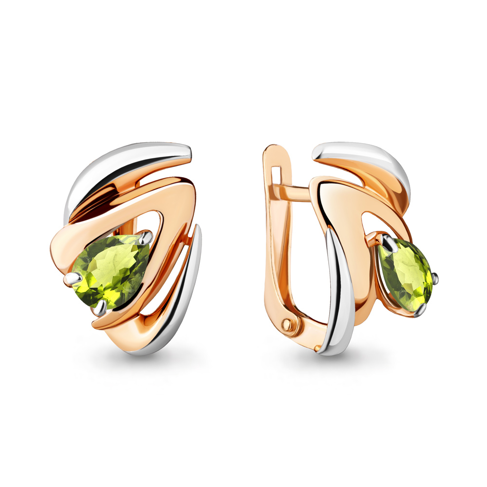 4489907 Серьги из Золота с хризолитами из коллекции "Лагуна"