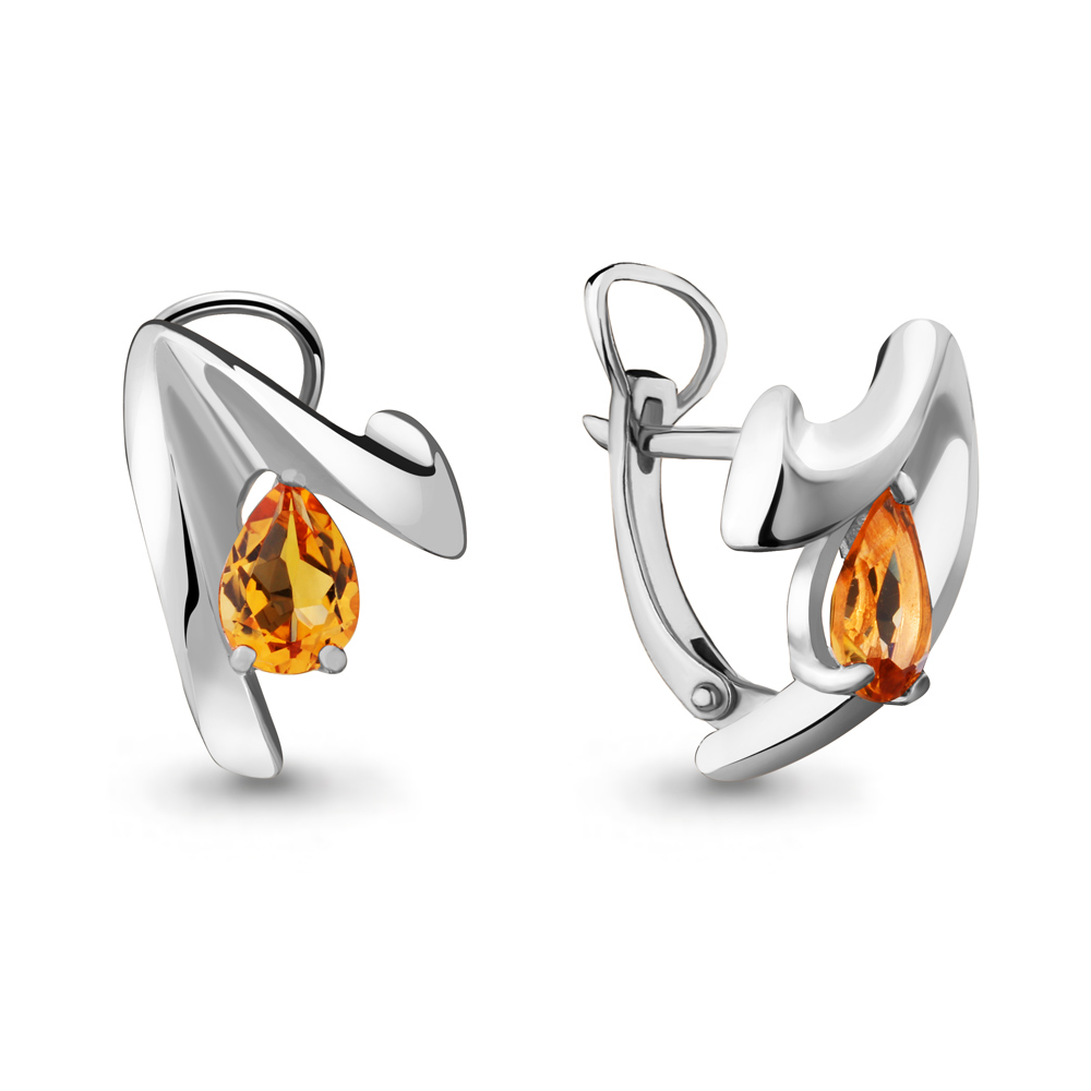 4490006 Серьги из Серебра с цитринами из коллекции "Лагуна"