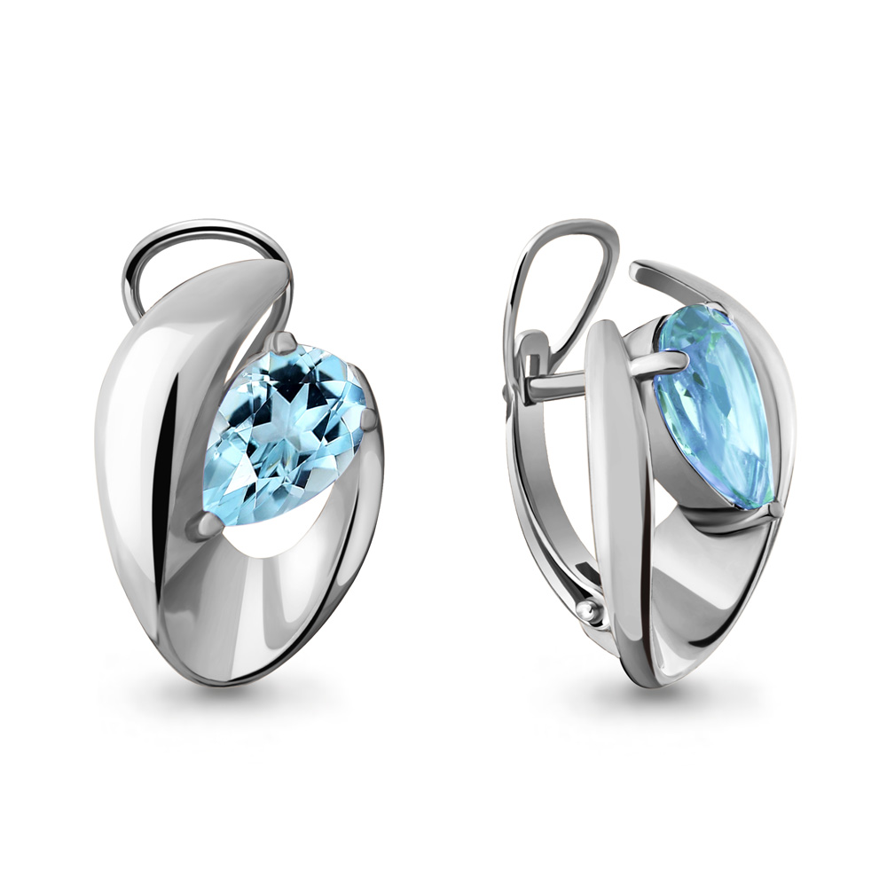 4490102 Серьги из Серебра с топазами скай блю из коллекции "Лагуна"