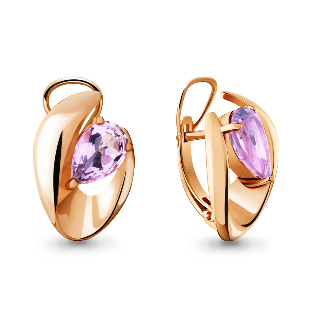 4490104 Серьги из Золота с аметистами из коллекции "Лагуна"