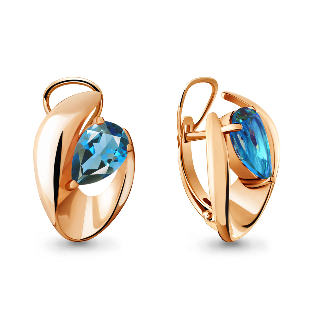 4490105 Серьги из Золота с топазами свисс блю из коллекции "Лагуна"