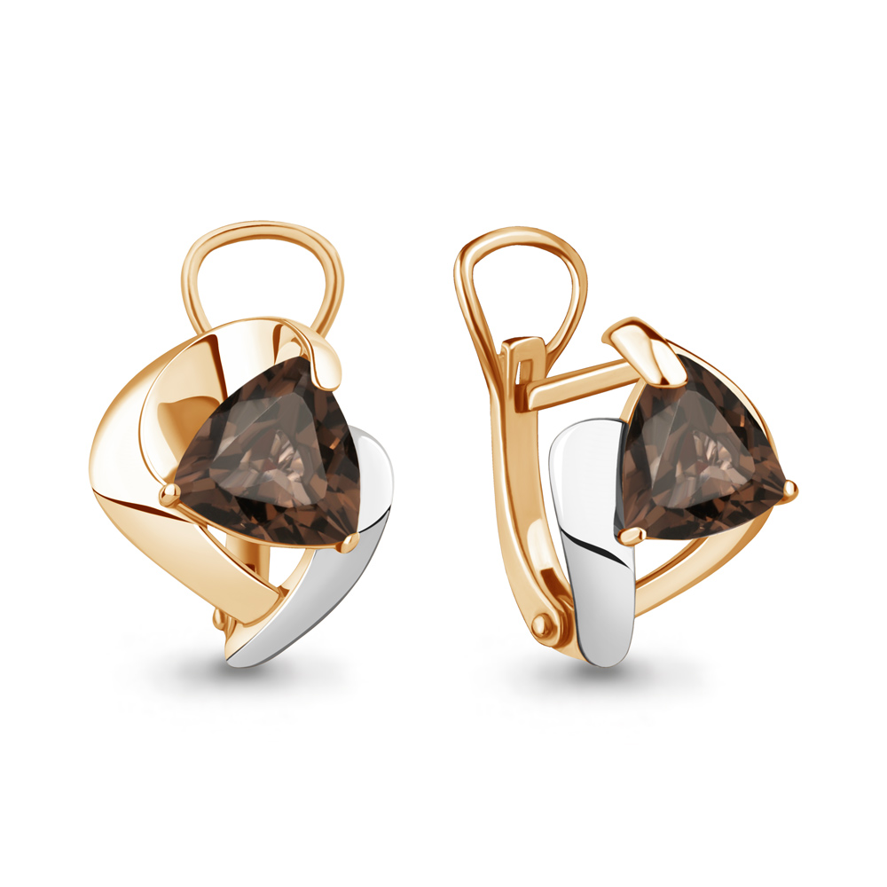 4490301 Серьги из Золота с раухтопазами из коллекции "Лагуна"