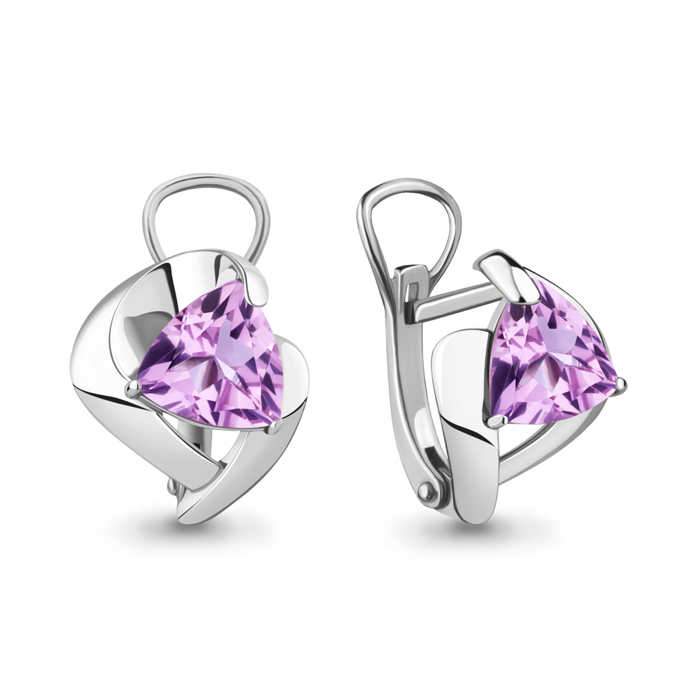 4490304 Серьги из Серебра с аметистами из коллекции "Лагуна"