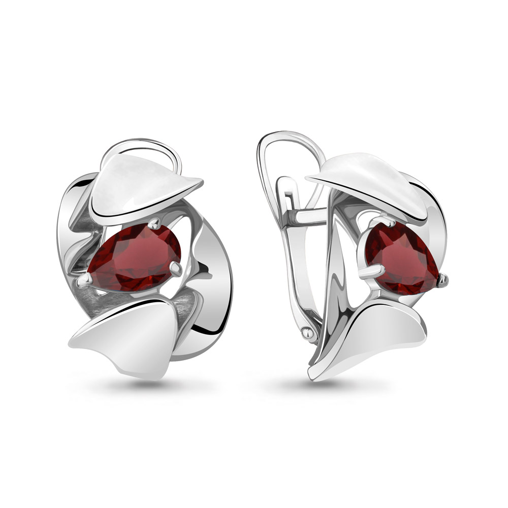 4490503 Серьги из Серебра с гранатами из коллекции "Лагуна"
