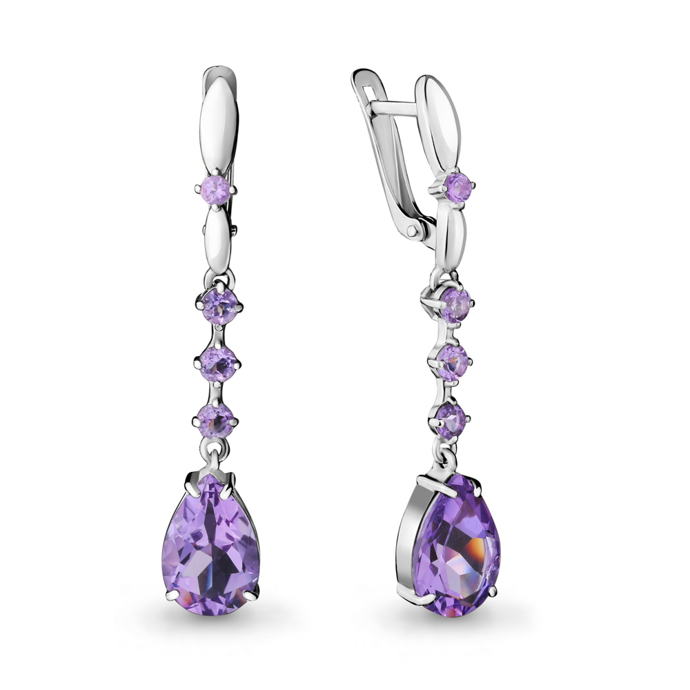 4492304 Серьги из Серебра с аметистами