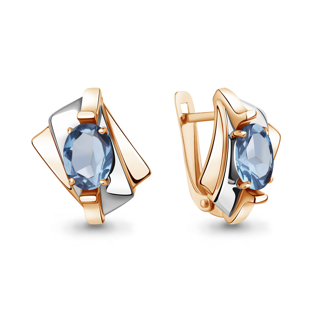 4492705 Серьги из Золота с топазами свисс блю из коллекции "Maxima"