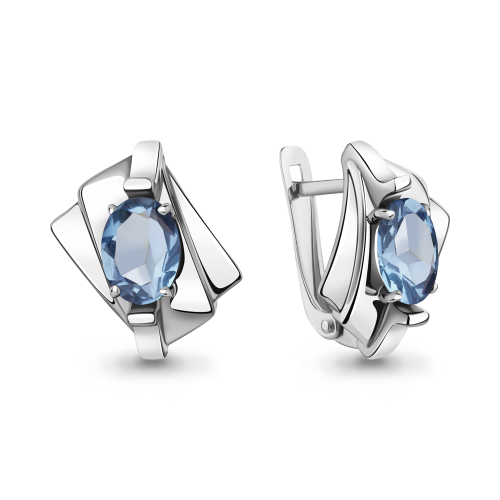 4492705 Серьги из Серебра с топазами свисс блю из коллекции "Maxima"