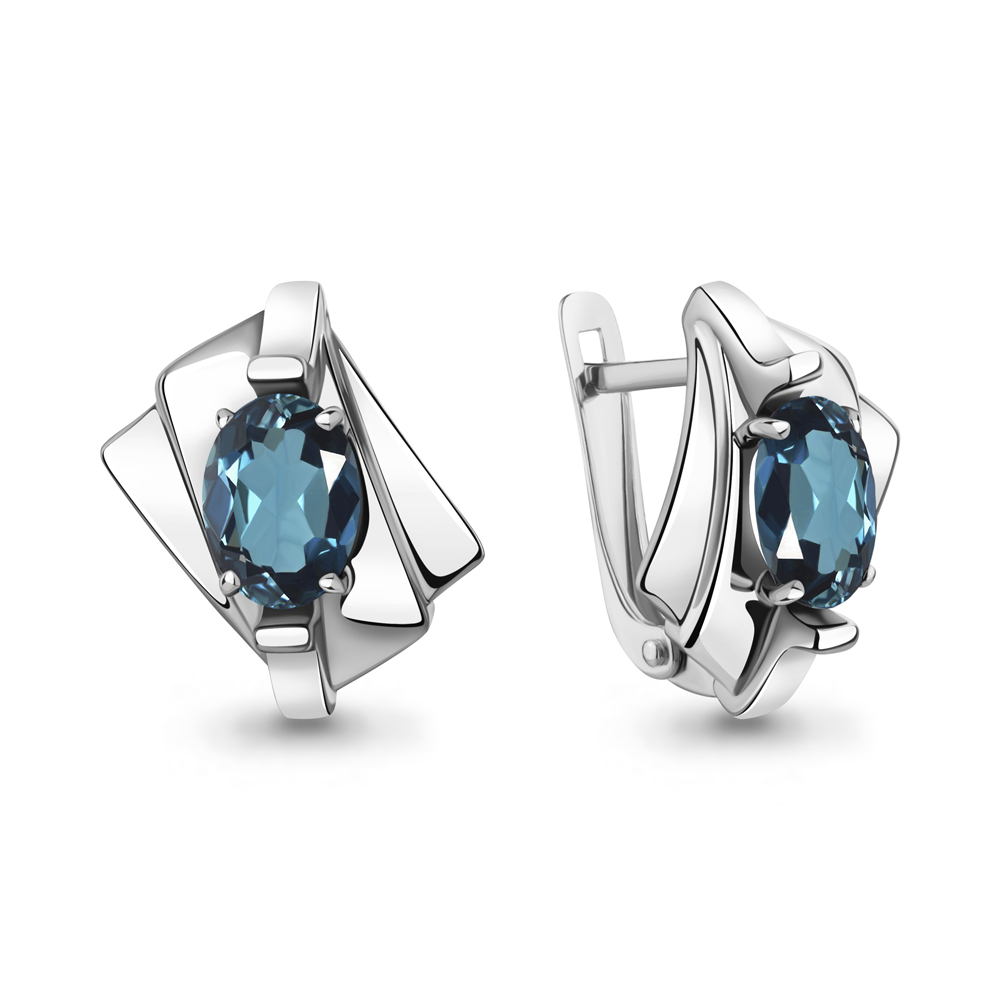 4492708 Серьги из Серебра с топазами лондон блю из коллекции "Maxima"