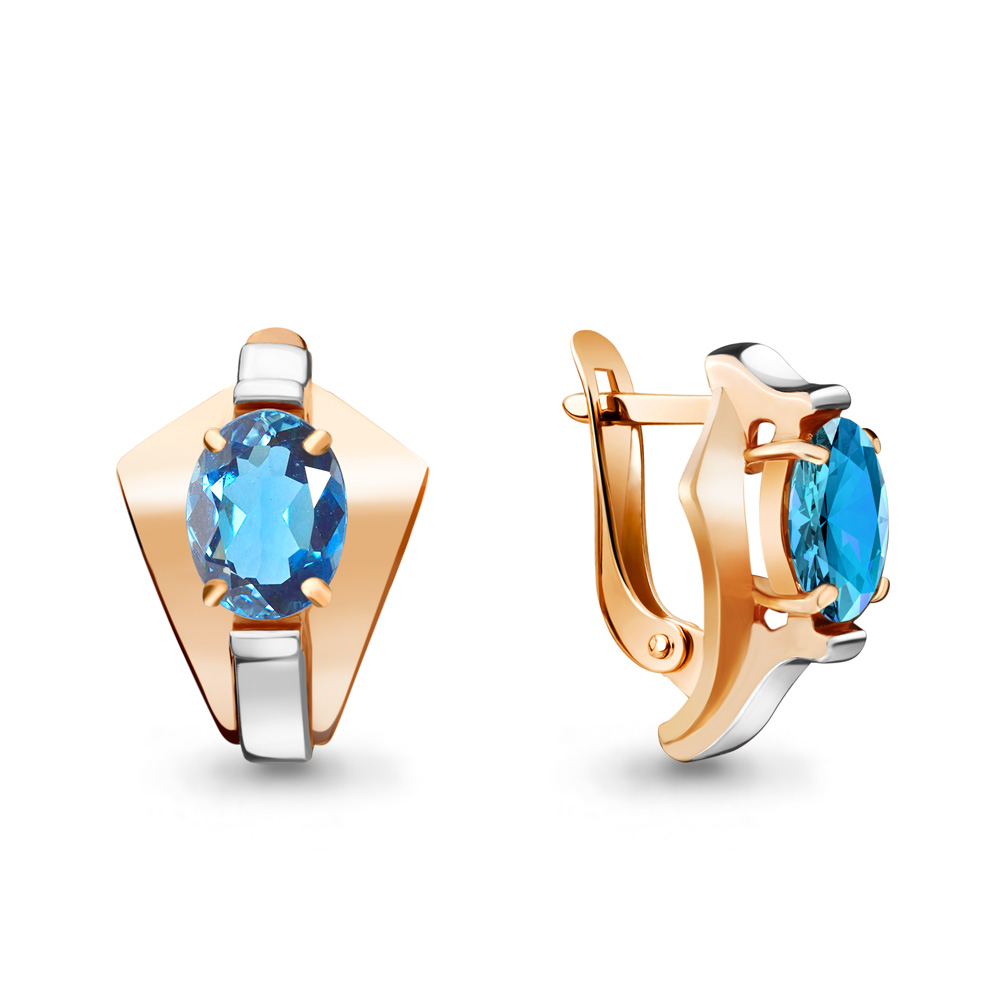 4492805 Серьги из Золота с топазами свисс блю из коллекции "Maxima"