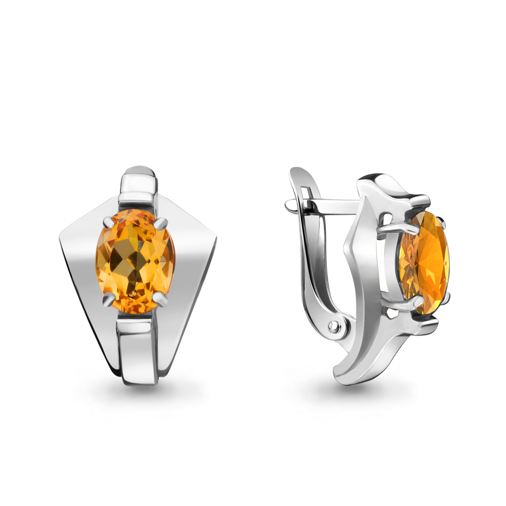 4492806 Серьги из Серебра с цитринами из коллекции "Maxima"