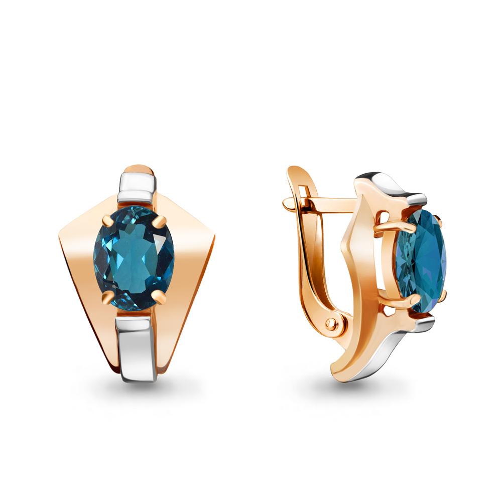 4492808 Серьги из Золота с топазами лондон блю из коллекции "Maxima"