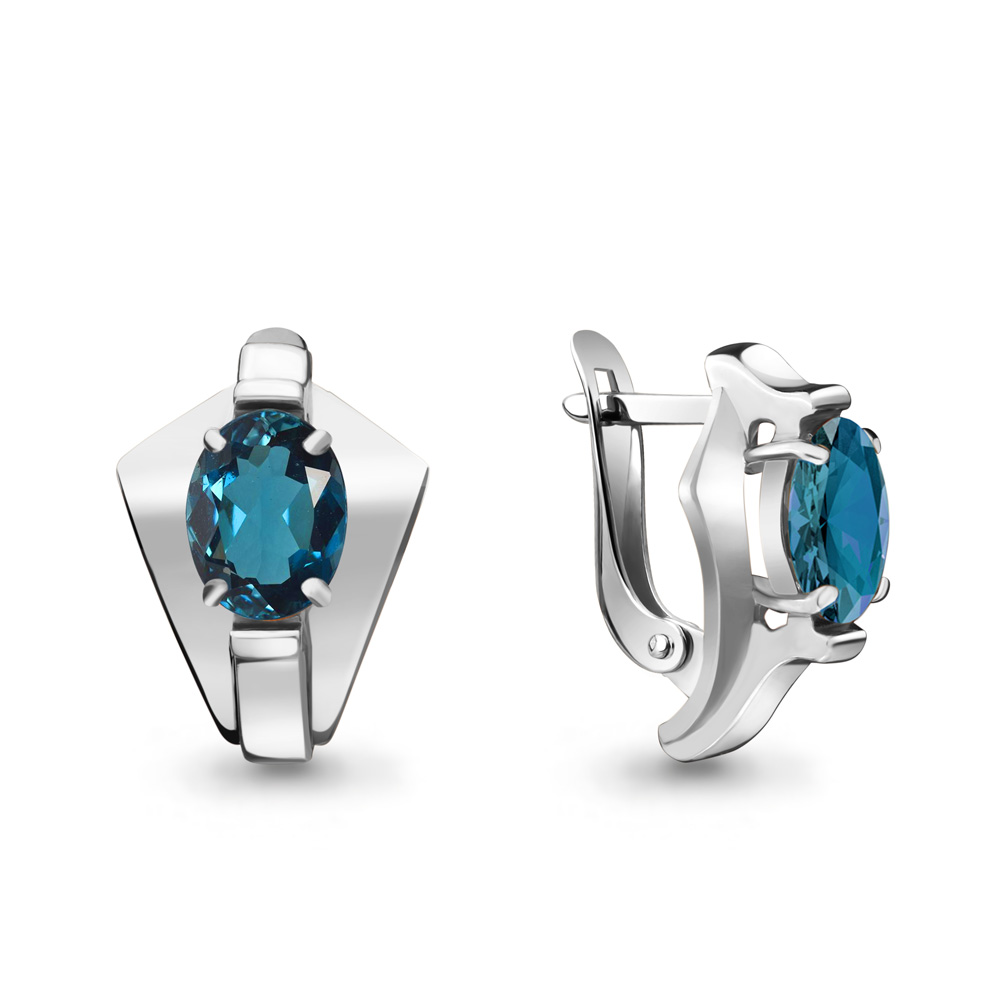 4492808 Серьги из Серебра с топазами лондон блю из коллекции "Maxima"