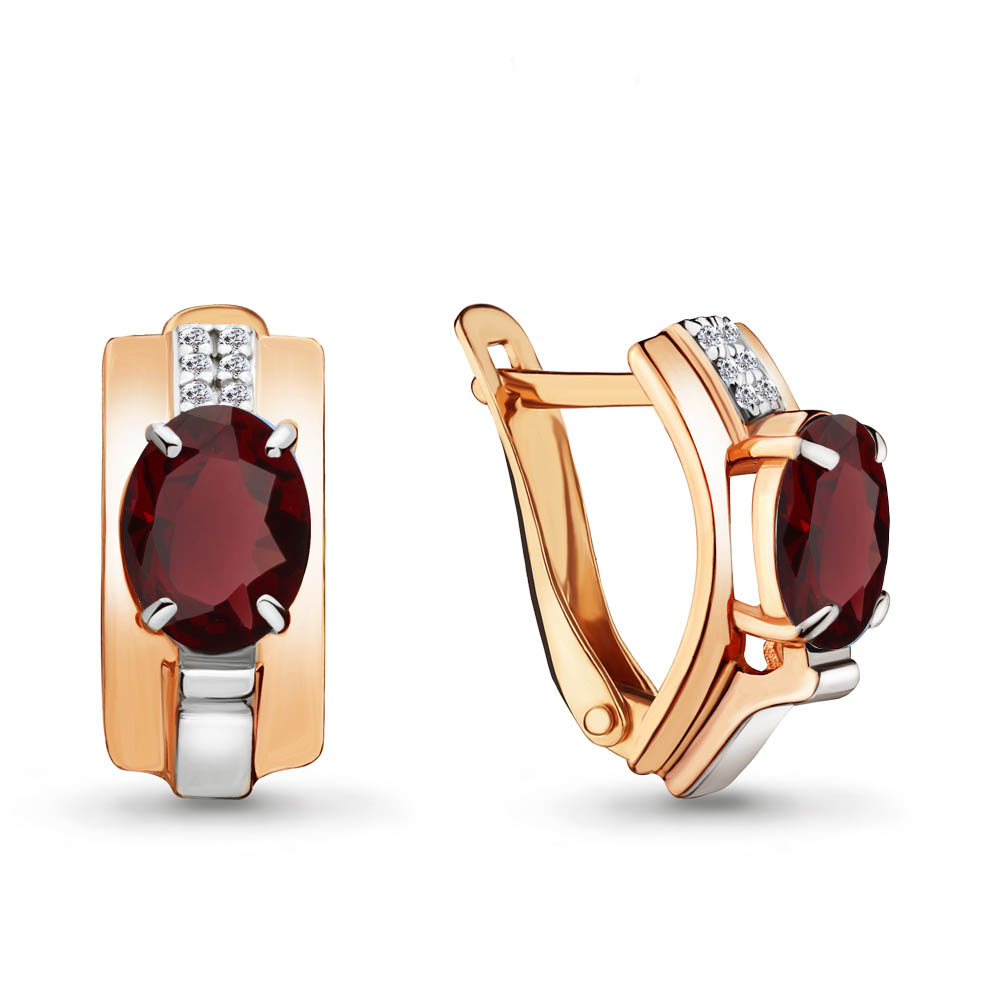 4493003А Серьги из Золота с гранатами, фианитами из коллекции "Maxima"
