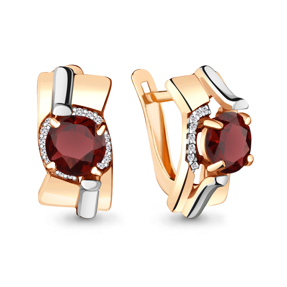4493103А Серьги из Золота с гранатами, фианитами из коллекции "Maxima"