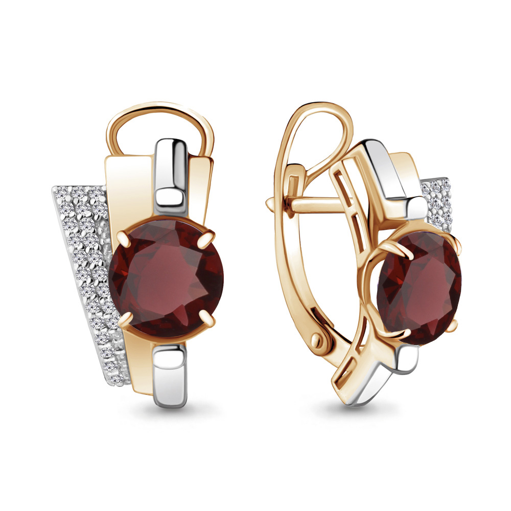 4493303А Серьги из Золота с гранатами, фианитами из коллекции "Maxima"