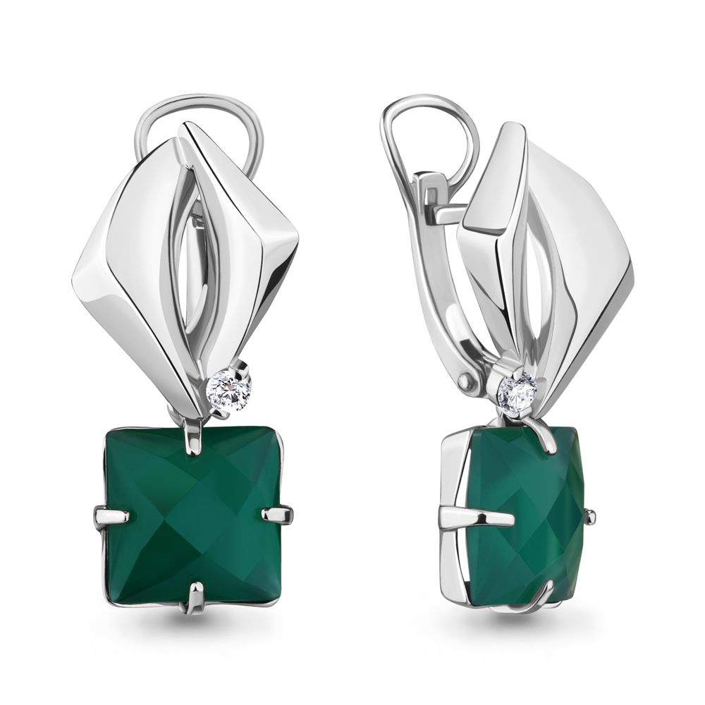 4494009 Серьги из Серебра с агатами, фианитами