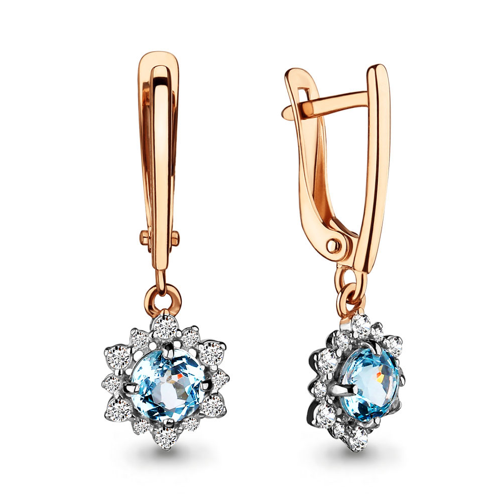 4496202А Серьги из Золота с топазами скай блю, фианитами из коллекции "Belle"