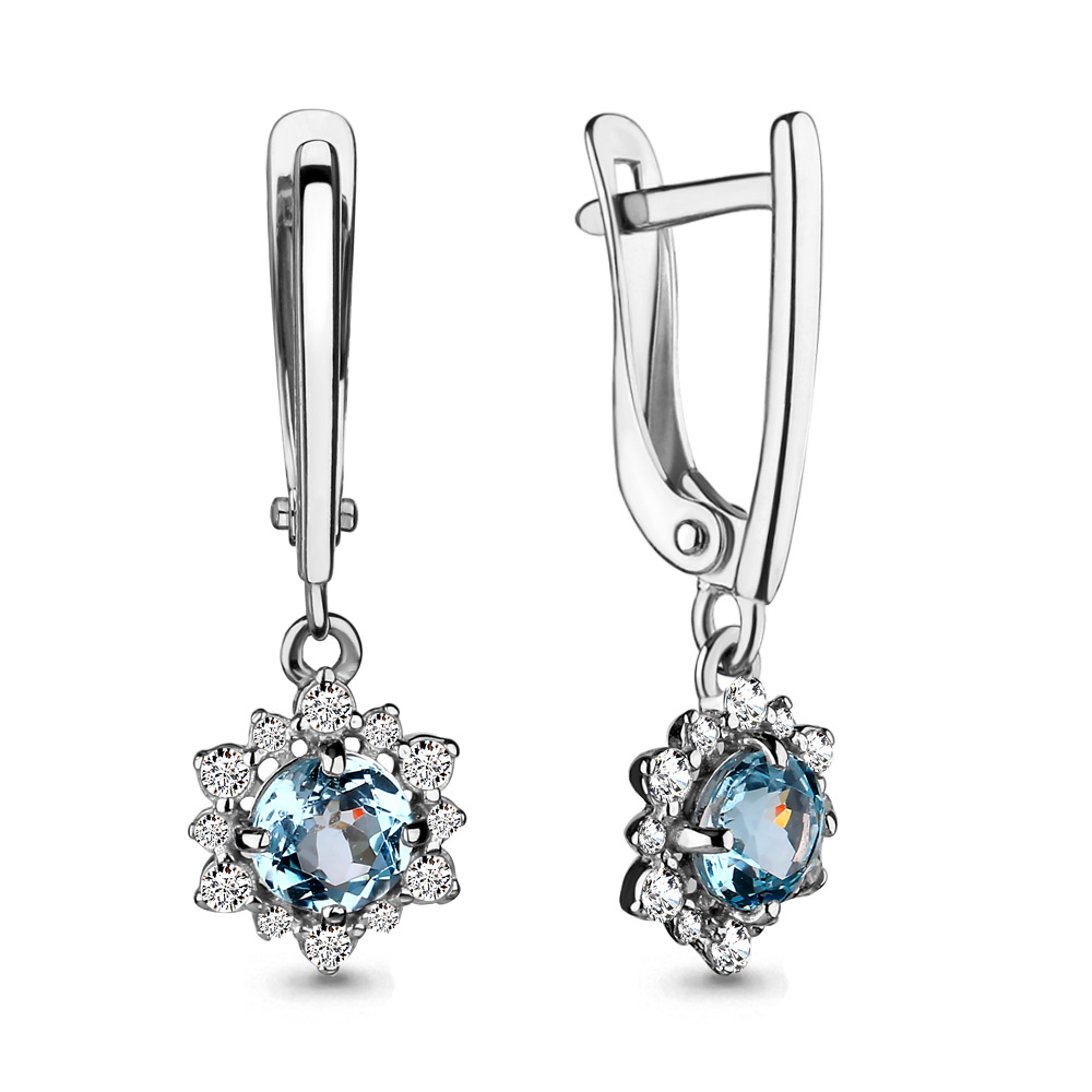 4496202А Серьги из Серебра с топазами скай блю, фианитами из коллекции "Belle"