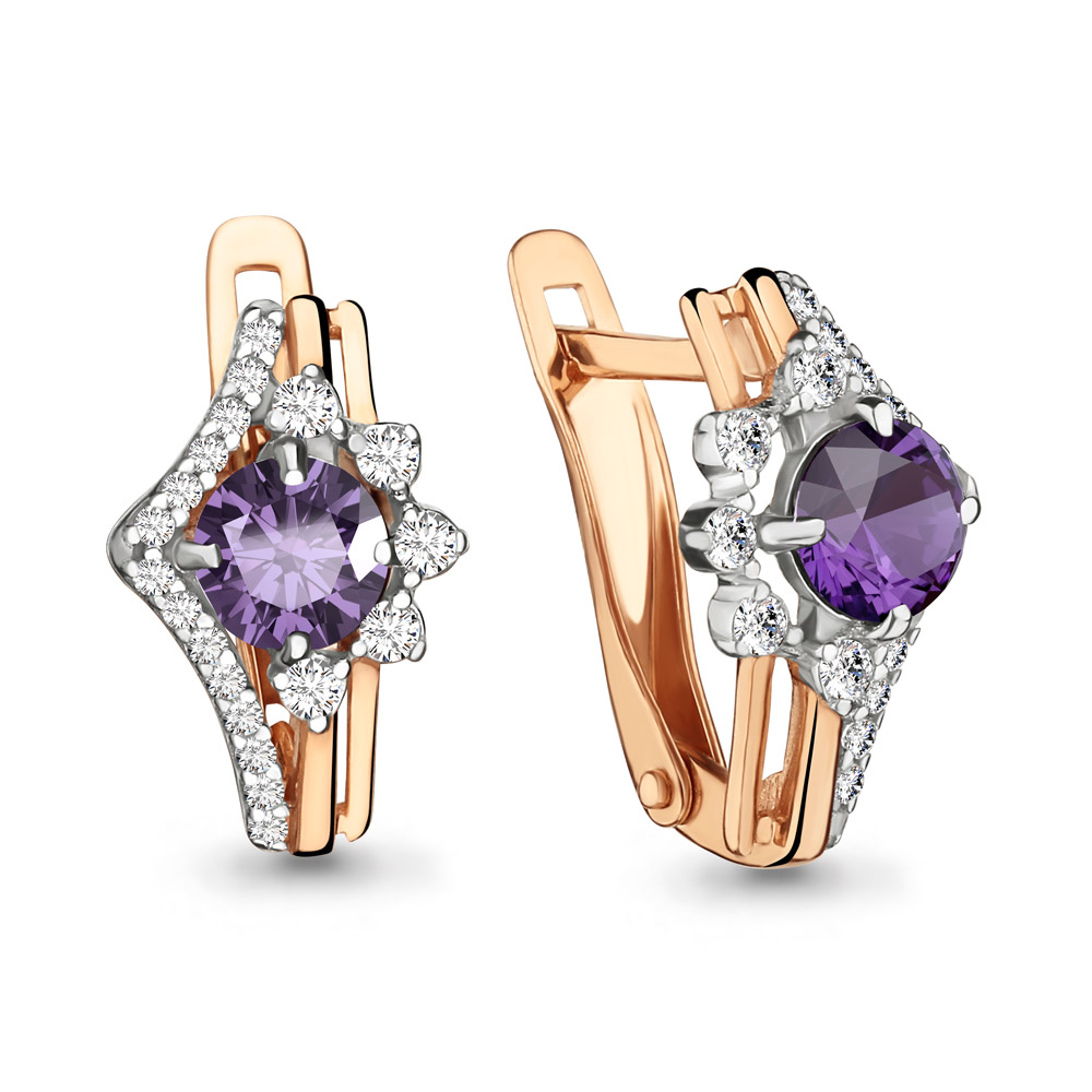 4496304А Серьги из Золота с аметистами, фианитами из коллекции "Belle"
