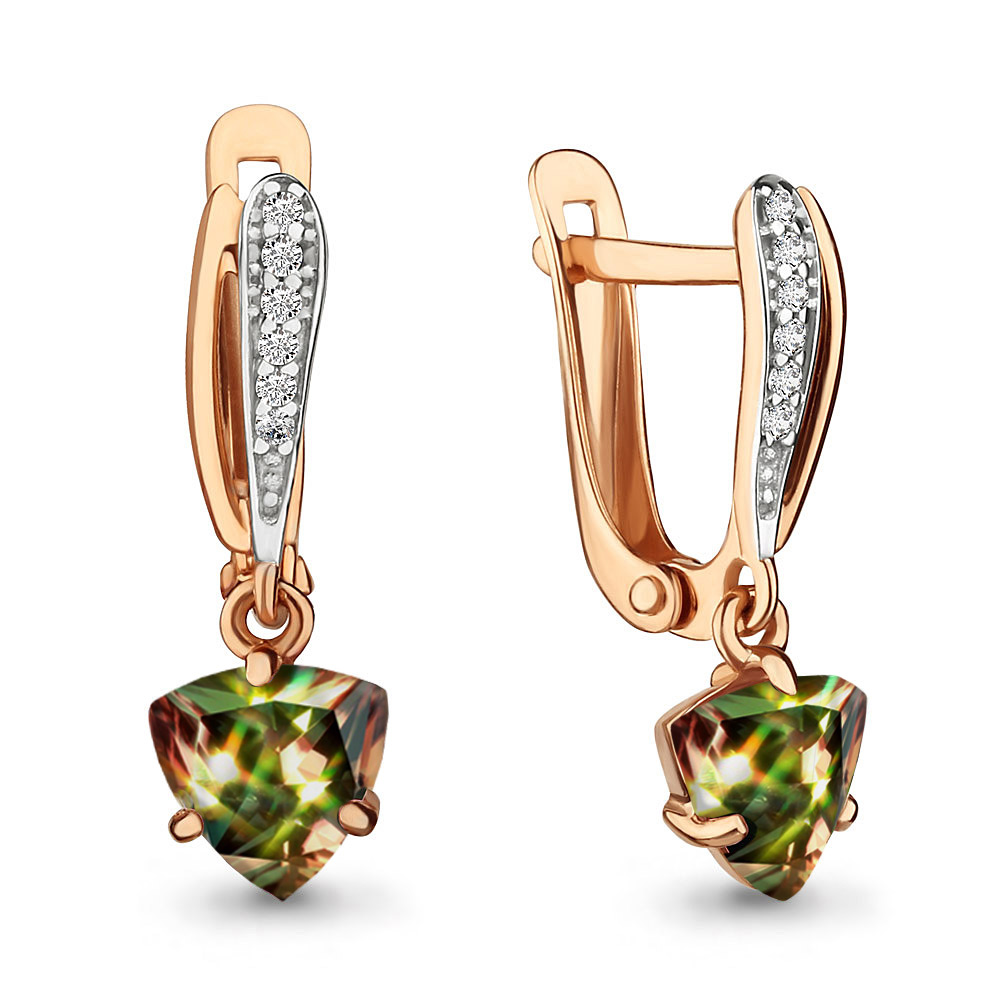 4496719А Серьги из Золота с султанитами иск., фианитами из коллекции "Belle"