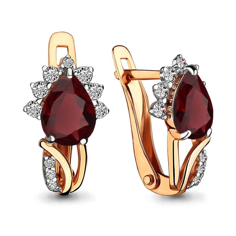 4496803А Серьги из Золота с гранатами, фианитами из коллекции "Belle"