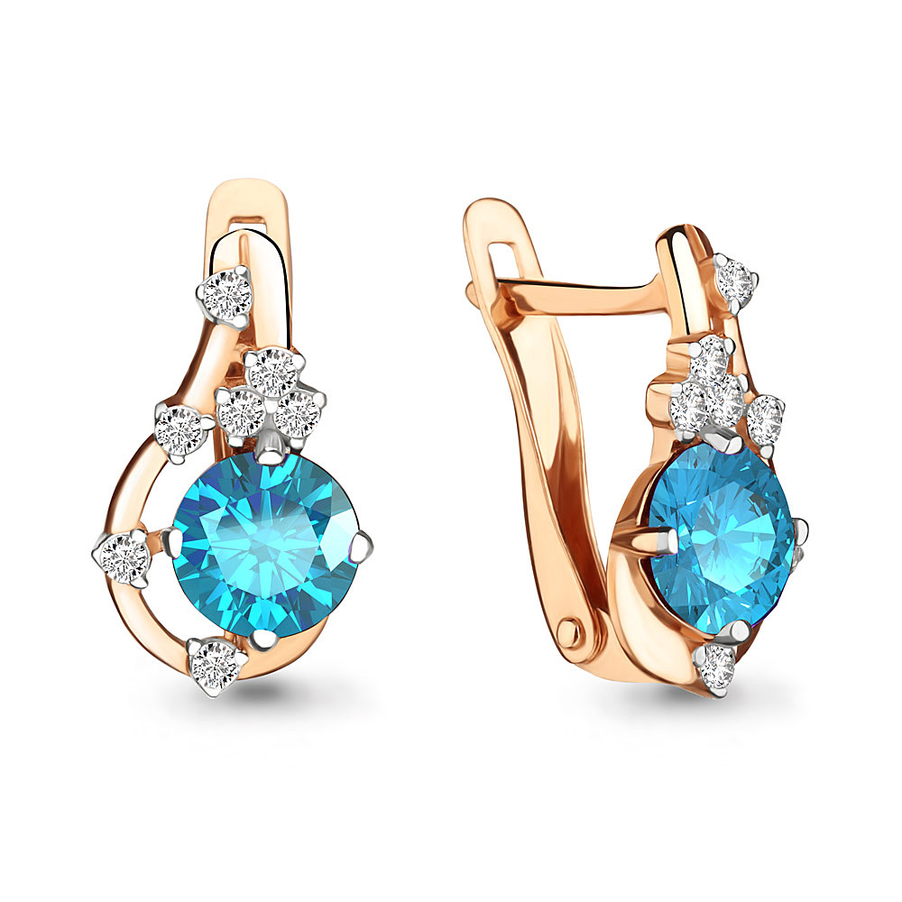 4497105А Серьги из Золота с топазами свисс блю, фианитами из коллекции "Belle"