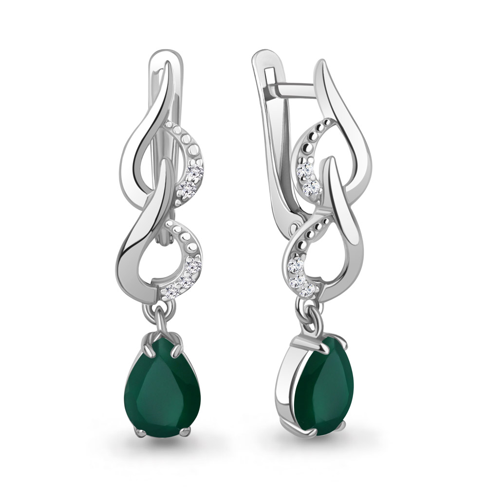 45000409А Серьги из Серебра с агатами, фианитами